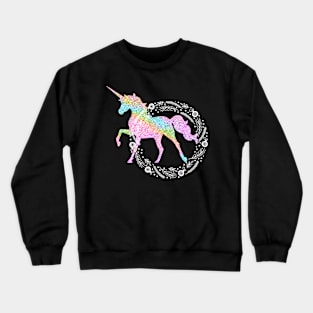 Sparkle rainbow unicorn white holiday wreath Crewneck Sweatshirt